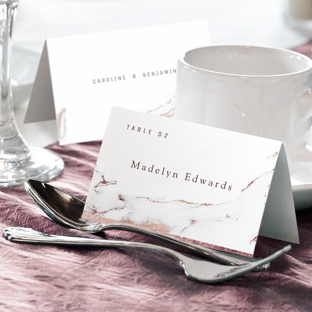 Faux rose gold marble modern Foldable Place Card (Faux rose gold marble modern Foldable Place Card)