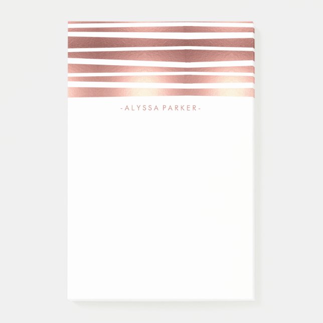 Faux Rose Gold Modern Stripes Post-it Notes (Front)