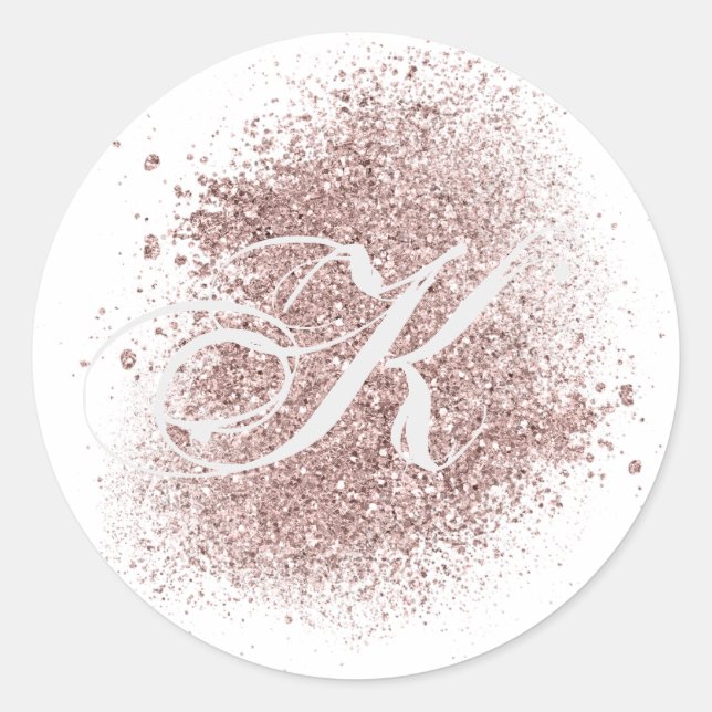 Faux Rose Gold Monogram Sticker (Front)