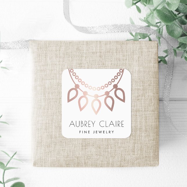 Faux Rose Gold Necklace | Jeweller Logo Square Sticker (Creator Uploaded)