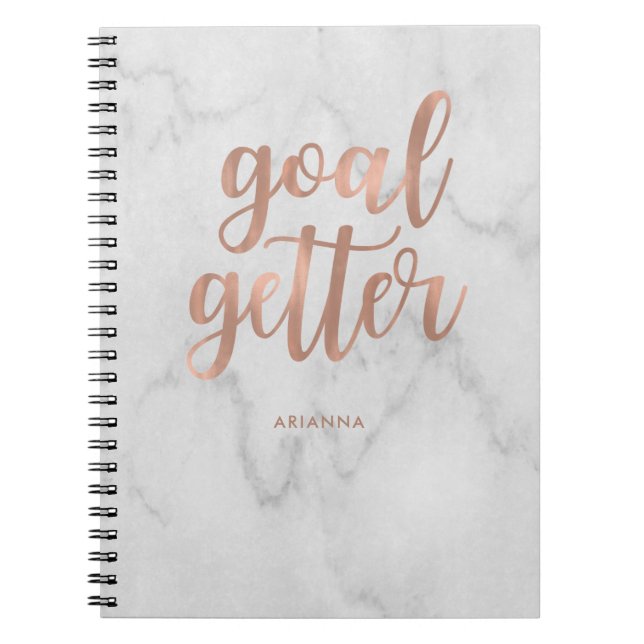Faux Rose Gold on Marble | Goal Getter Notebook (Front)