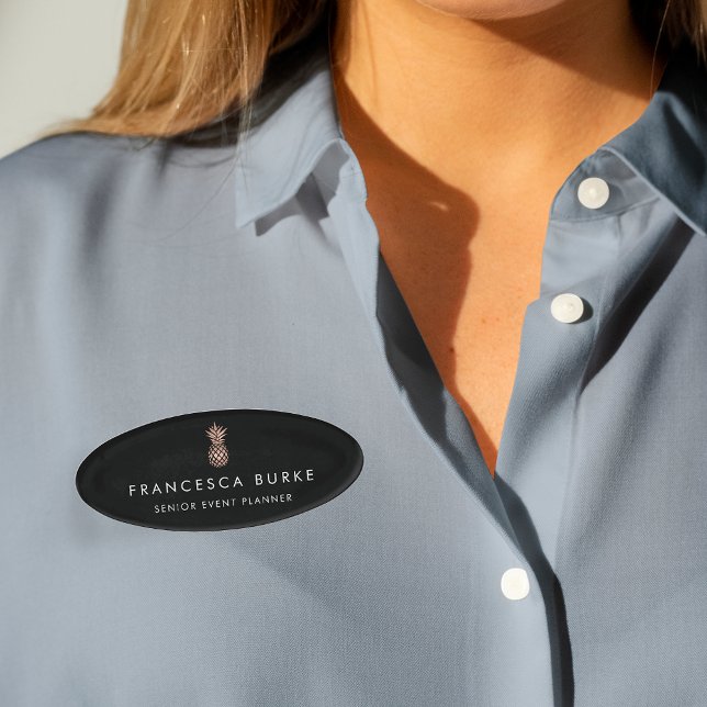Faux Rose Gold Pineapple Name Tag (Creator Uploaded)