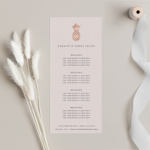 Faux Rose Gold Pineapple Pricing or Services Rack Card