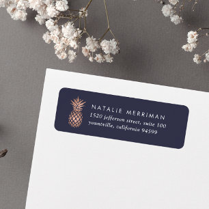 Faux Rose Gold Pineapple Return Address Label