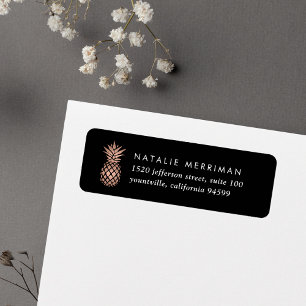 Faux Rose Gold Pineapple Return Address Label