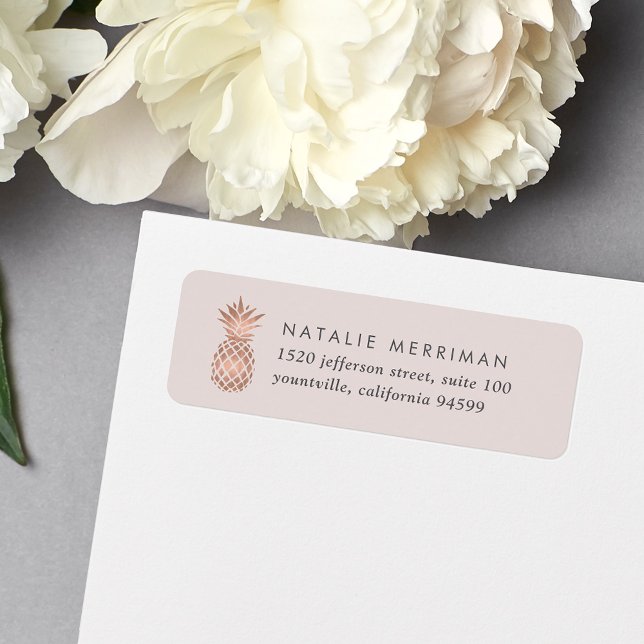 Faux Rose Gold Pineapple Return Address Label (Creator Uploaded)