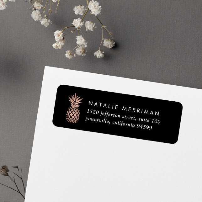 Faux Rose Gold Pineapple Return Address Label (Creator Uploaded)