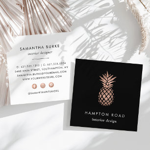 Faux Rose Gold Pineapple Square Business Card