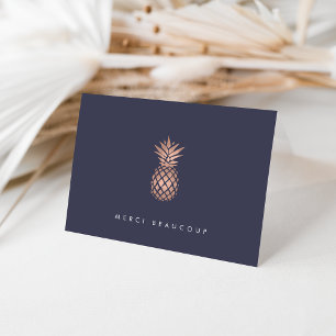 Faux Rose Gold Pineapple Thank You Card