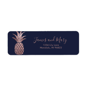 Faux Rose Gold Pineapples Return Address Label