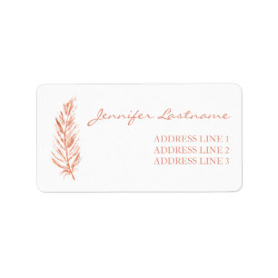 Faux Rose Gold Pink Colour Feather And Custom Info Label