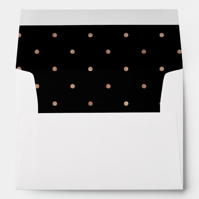 Faux Rose Gold Polka Dots on Black Interior Envelopes (Back (Bottom))