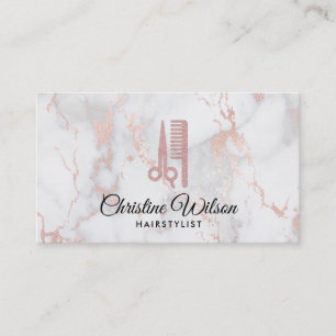faux rose gold scissors and comb business card