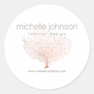 Faux Rose Gold Sea Fan Coral Classic Round Sticker
