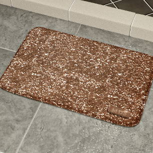 Faux Rose Gold Sparkle Glitter Bath Mat