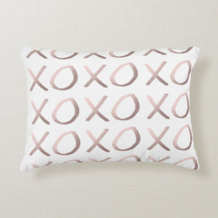 faux rose gold typography hugs and kisses xoxo decorative cushion