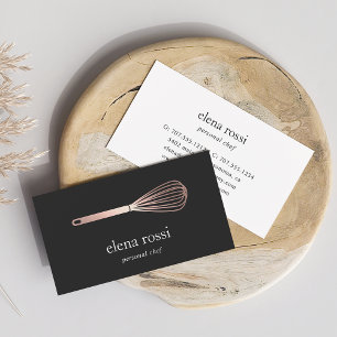 Faux Rose Gold Whisk Logo Chef Catering Bakery Business Card