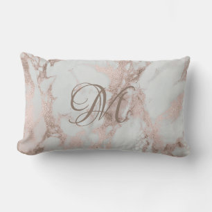 Faux Rose Gold with editable Monogram  Lumbar Cushion