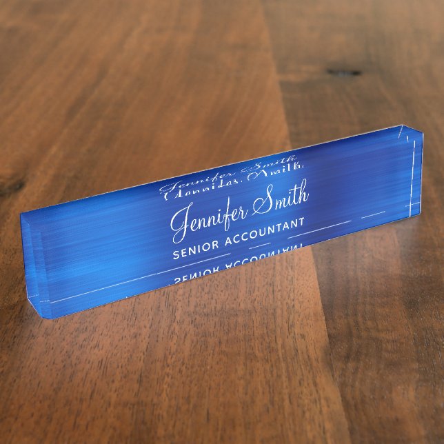 Faux Royal Blue Metallic Foil Nameplate (Side)