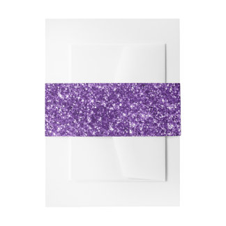 Faux Royal Purple Glitter Invitation Belly Band