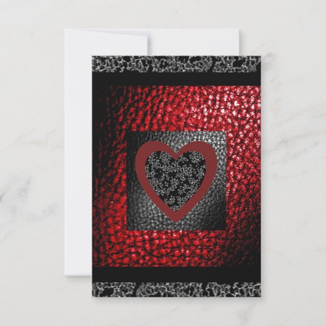 Faux Ruby Leather Valintine Lace  Invitation (Front)
