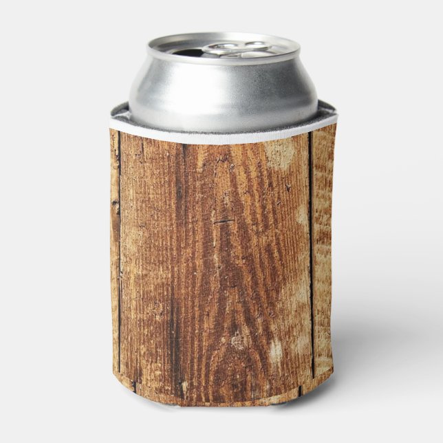 Faux rustic barn wood, oak wood, Weathered wood Can Cooler (Can Front)