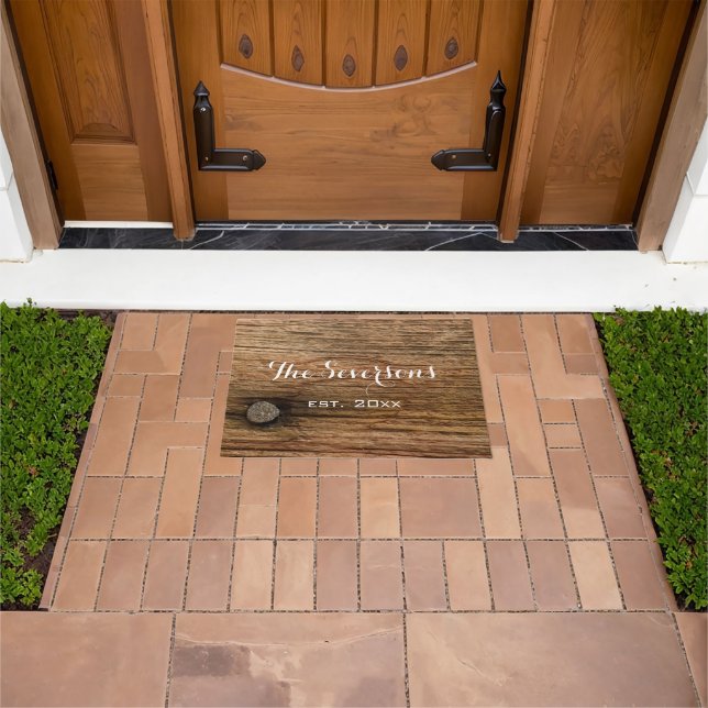 Faux Rustic Brown Barn Wood Doormat (Outdoor)
