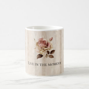 Faux Rustic Cream Pink Rose Wood   Coffee Mug