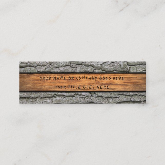 Faux Rustic Dry Wood Grain Tree Bark Mini Business Card (Front)