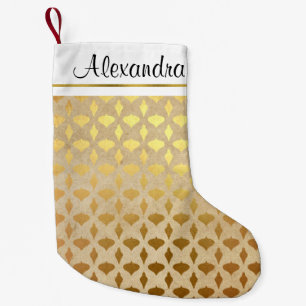Faux Rustic Gold Foil Christmas Ornaments Monogram Small Christmas Stocking