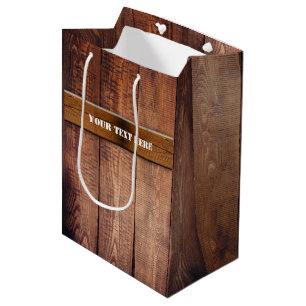 Faux Rustic Wood Boards Medium Gift Bag