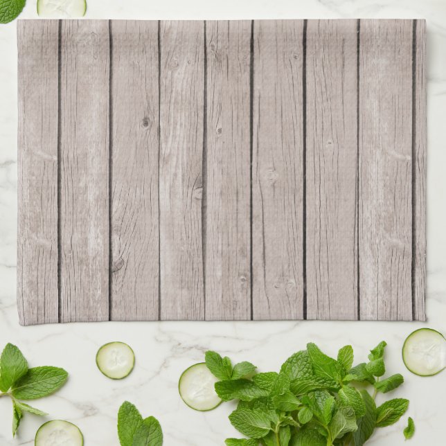 Faux Rustic Wood Brown  Tea Towel (Folded)