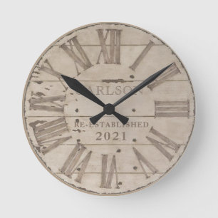 Faux rustic wood custom wall clock