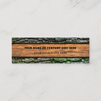 Faux Rustic Wood Grain Tree Bark Moss Mini Business Card