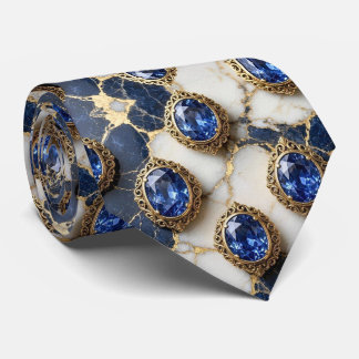 Faux Sapphires with Antique Gold Setting Blue Tie