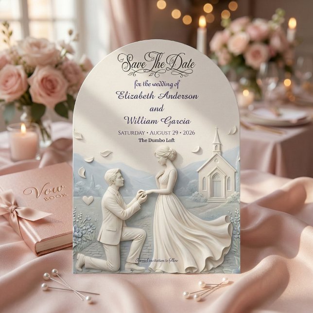Faux Sculpted Bas Relief Romantic Proposal Save The Date (Creator Uploaded)