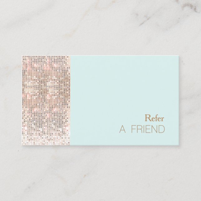 FAUX Sequin Beauty Salon Cusomer Referral Card (Front)