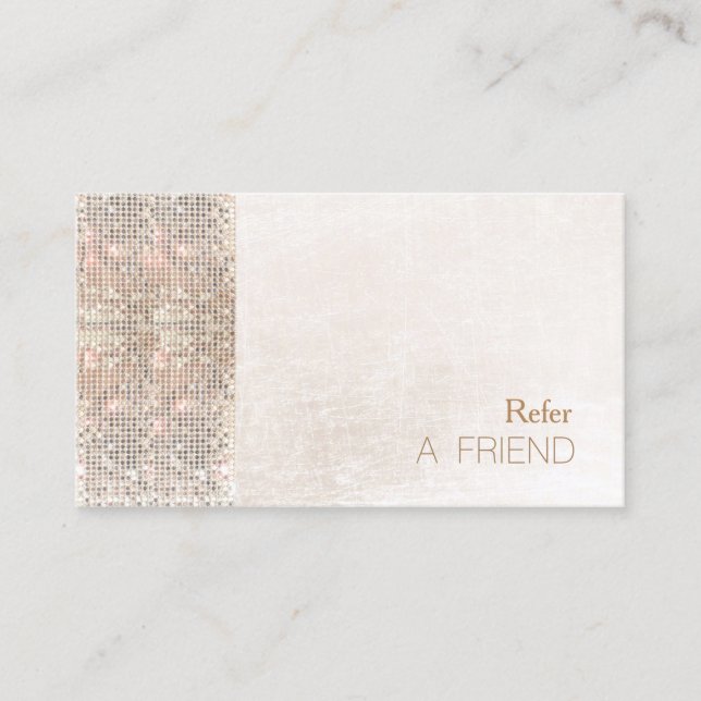 FAUX Sequin Brushed White Marble Salon Referral (Front)
