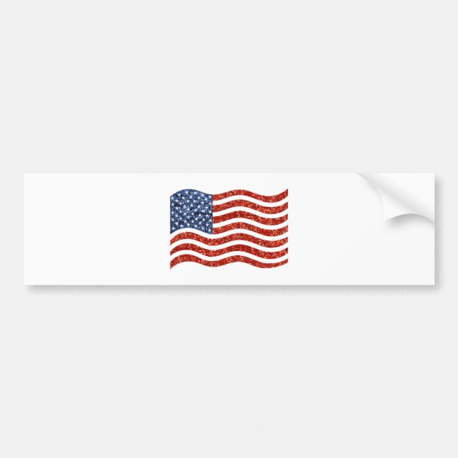 faux sequin print american flag bumper sticker (Front)
