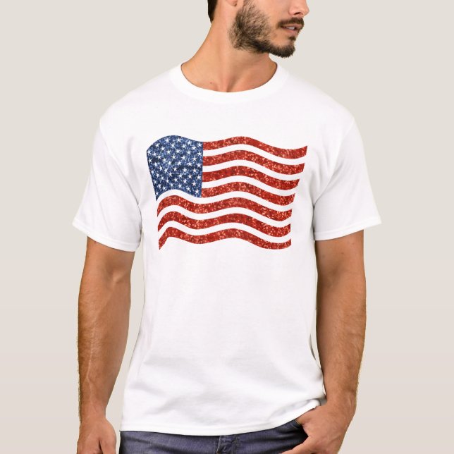 faux sequin print american flag T-Shirt (Front)
