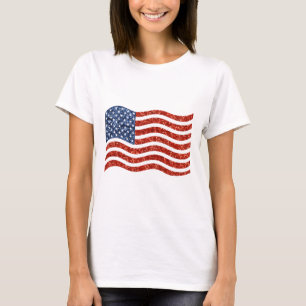 faux sequin print american flag T-Shirt