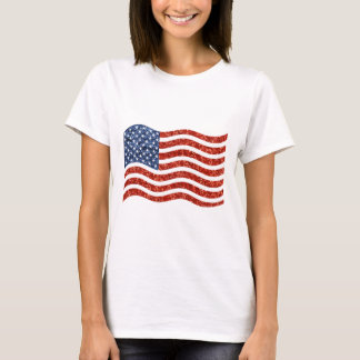 faux sequin print american flag T-Shirt