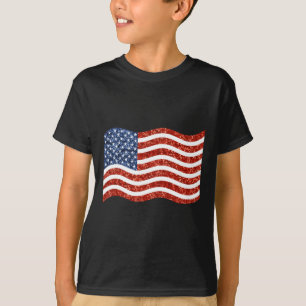 faux sequin print american flag T-Shirt