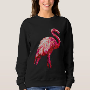Faux Sequin Printed Tropical Flamingo Bird Sweatshirt