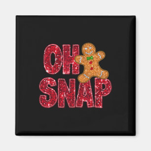 Faux Sequins Oh Snap Christmas Gingerbread Family Magnet