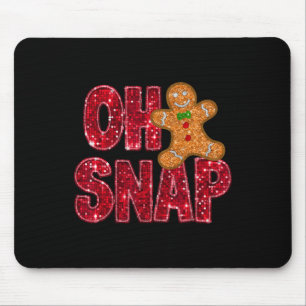 Faux Sequins Oh Snap Christmas Gingerbread Family Mouse Pad