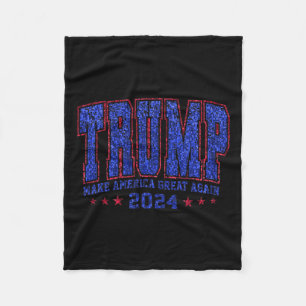 Faux Sequins Trump 2024 President Make America Tru Fleece Blanket