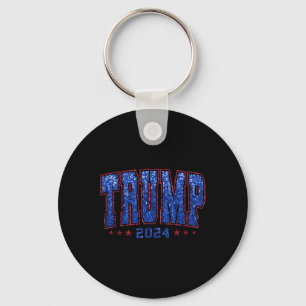 Faux Sequins Trump 2024 President Make America Tru Key Ring