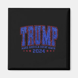 Faux Sequins Trump 2024 President Make America Tru Magnet
