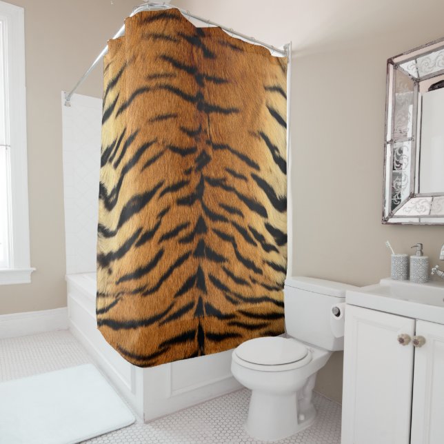 Faux Siberian Tiger Skin Shower Curtain (In Situ)
